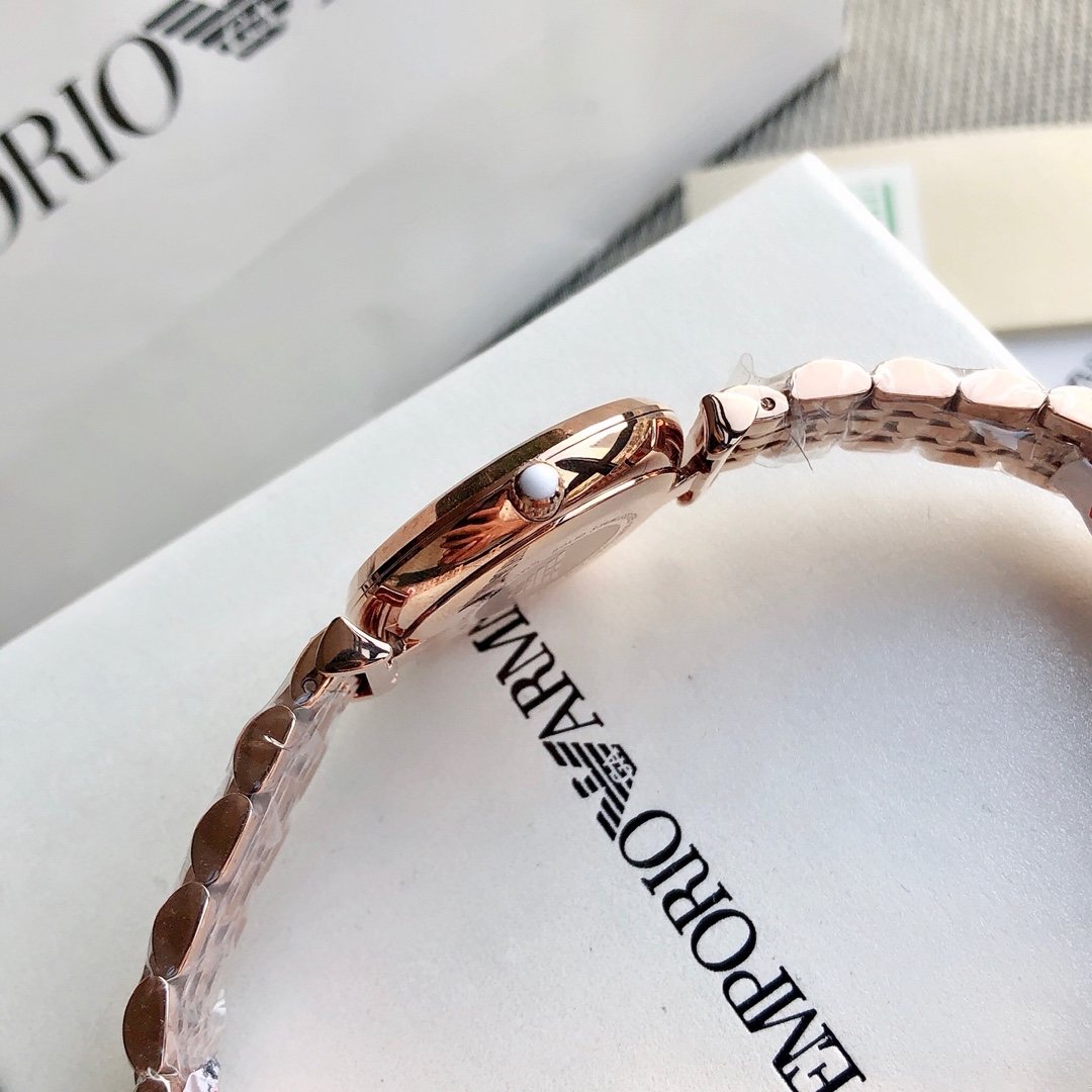 EMPORIO ARMANI Rose Gold Crystal Dial Watch — detail