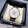 IWC Rose Gold Black White Dial Strap Watch — hero