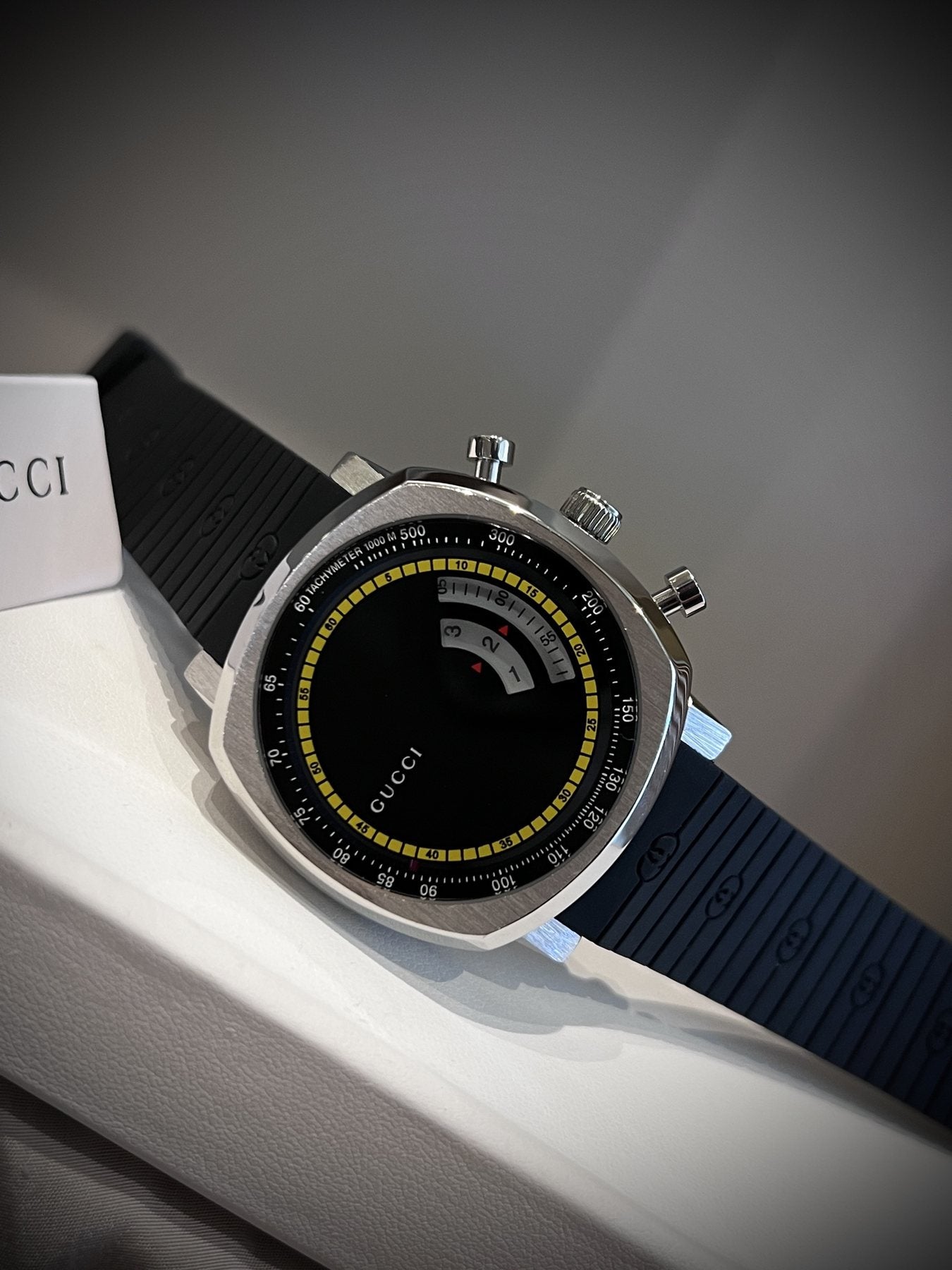 Gucci Yellow-Accent Dial Watch — front