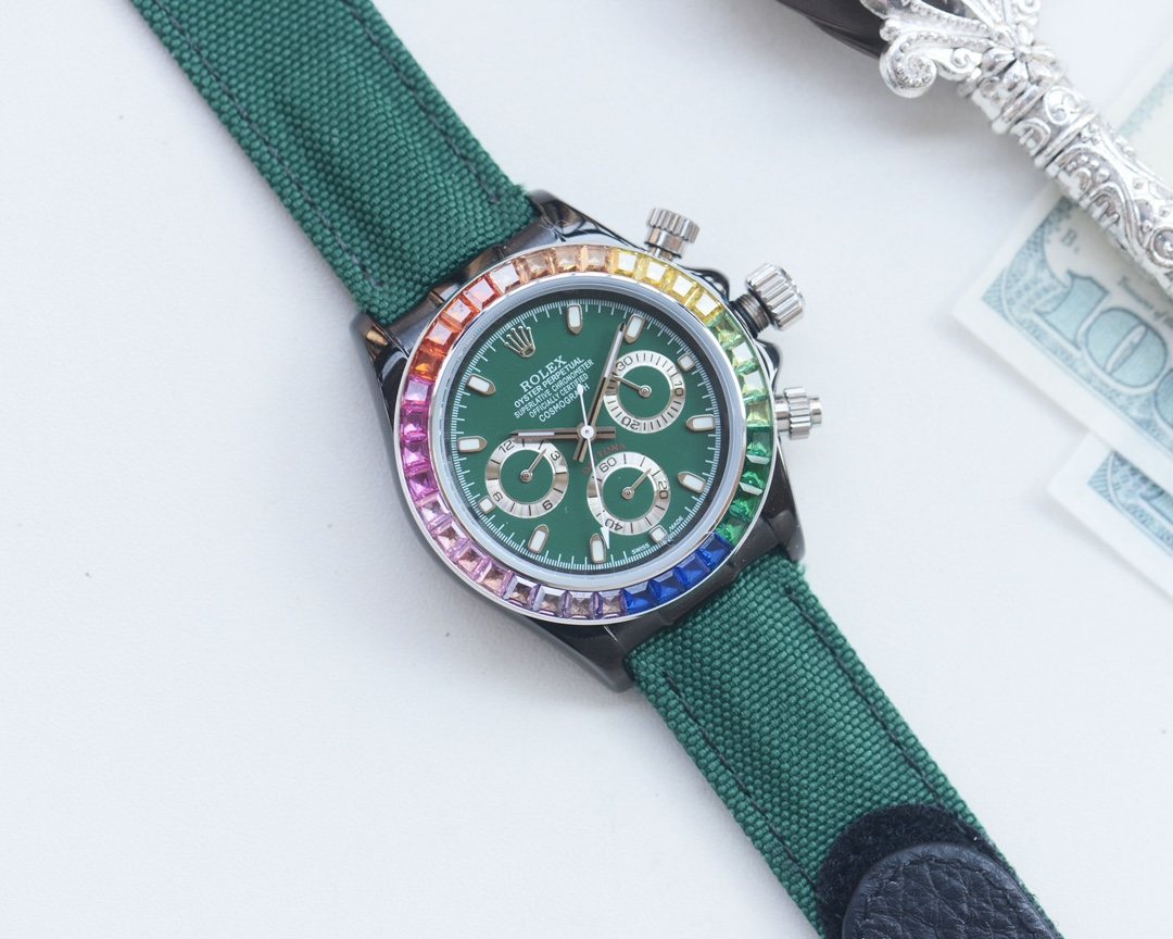 Rolex Green Dial Strap Watch — hero