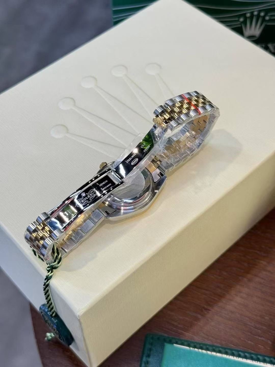 Rolex Green Dial Two-Tone Watch — side