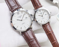 Longines Silver Rose Gold White Dial Strap Watch — front