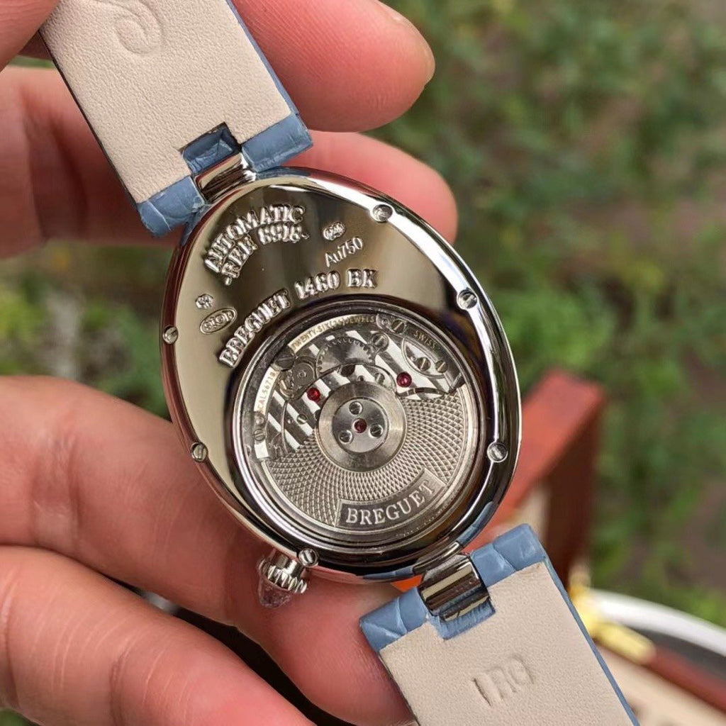 Breguet Light Blue Strap Watch — back