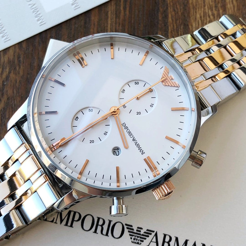 EMPORIO ARMANI White Dial Two-Tone Watch — hero