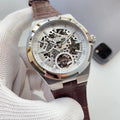 Patek Philippe Skeleton Dial Leather Strap Watch — hero