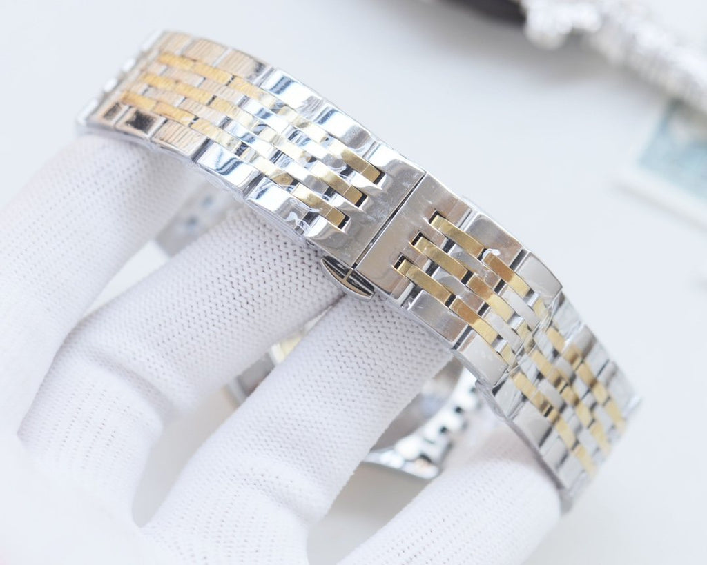 Omega Gold Silver White Dial Bracelet Watch — detail