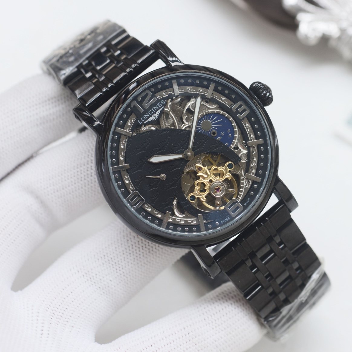 Longines Black Bracelet Watch — hero
