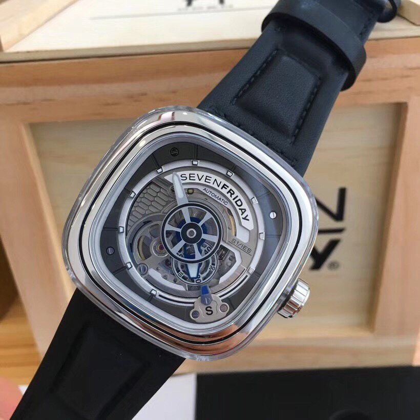 SEVENFRIDAY Silver Skeleton Dial Watch — hero