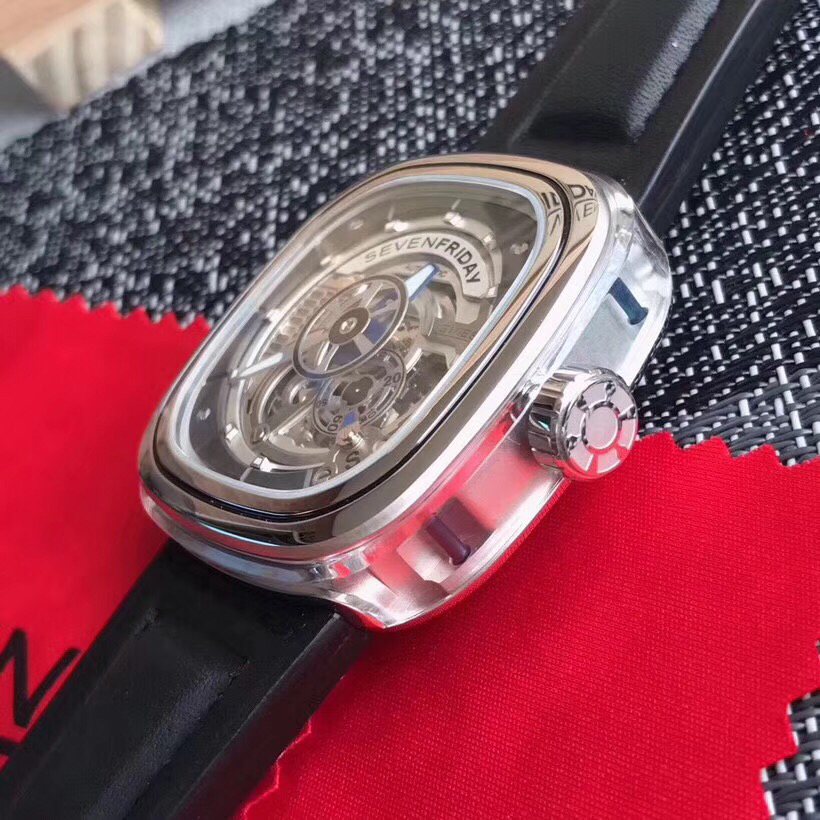SEVENFRIDAY Silver Skeleton Dial Watch — side