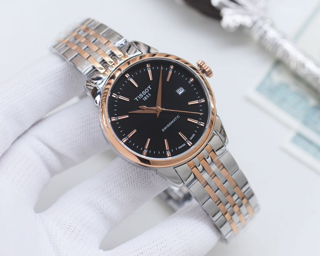 Tissot Silver Black Dial Bracelet Watch — hero