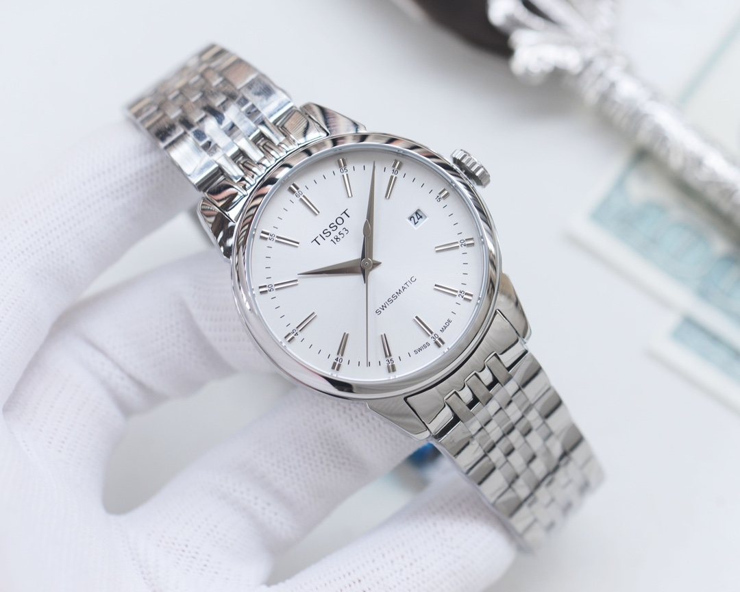 Tissot Silver Gold White Dial Bracelet Watch — hero