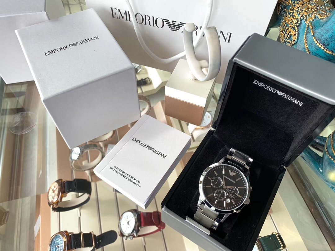 EMPORIO ARMANI Black Dial Bracelet Watch — front