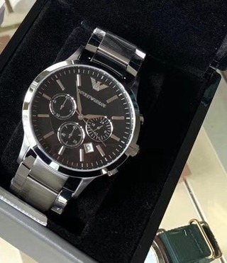 EMPORIO ARMANI Black Dial Bracelet Watch — front