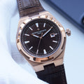 VACHERON CONSTANTIN Rose Gold Brown Dial Leather Strap Watch — hero
