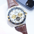 Patek Philippe Brown Two Tone White Dial Leather Strap Watch — hero