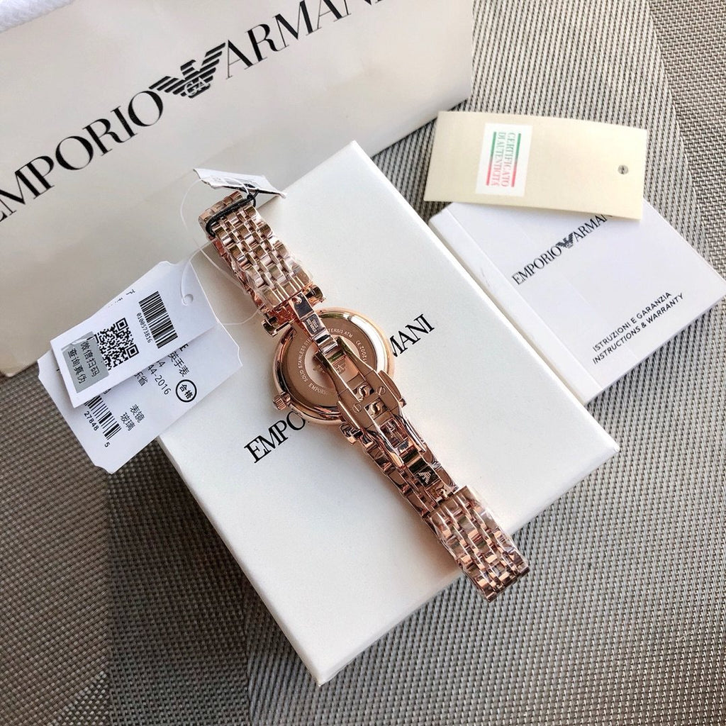 EMPORIO ARMANI Rose Gold Link Watch — back