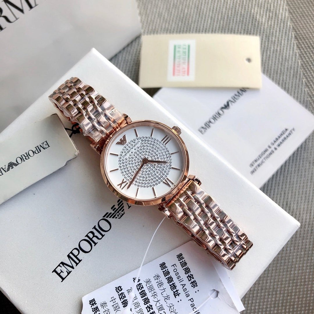 EMPORIO ARMANI Rose Gold Link Watch — hero