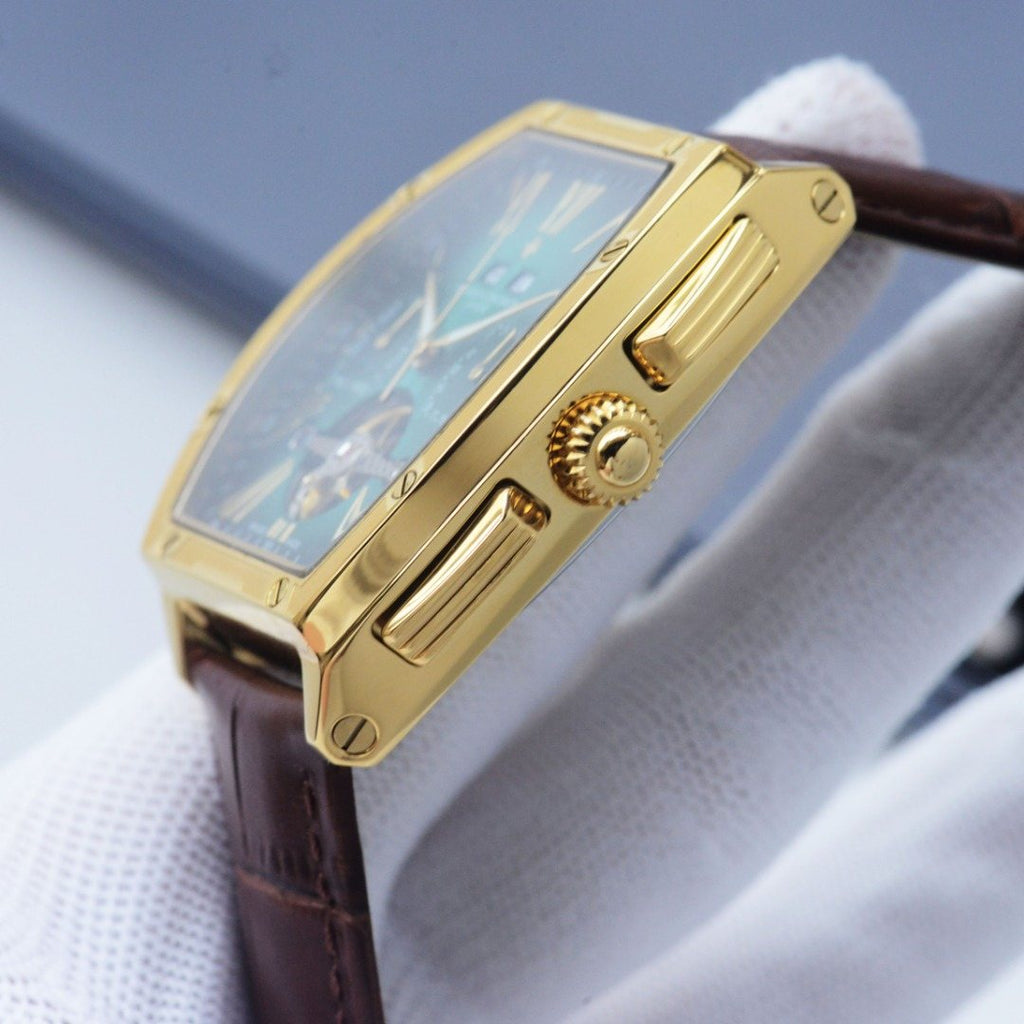Vacheron Constantin Gold Brown Strap Watch — side
