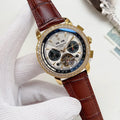Forsining Gold-Tone Brown Strap Watch — hero