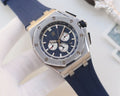 Audemars Piguet Silver Blue Dial Strap Watch — hero