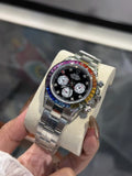 Rolex Rainbow Bezel Black Dial Watch — hero
