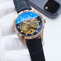 Longines Rose Gold Black Leather Strap Watch — hero