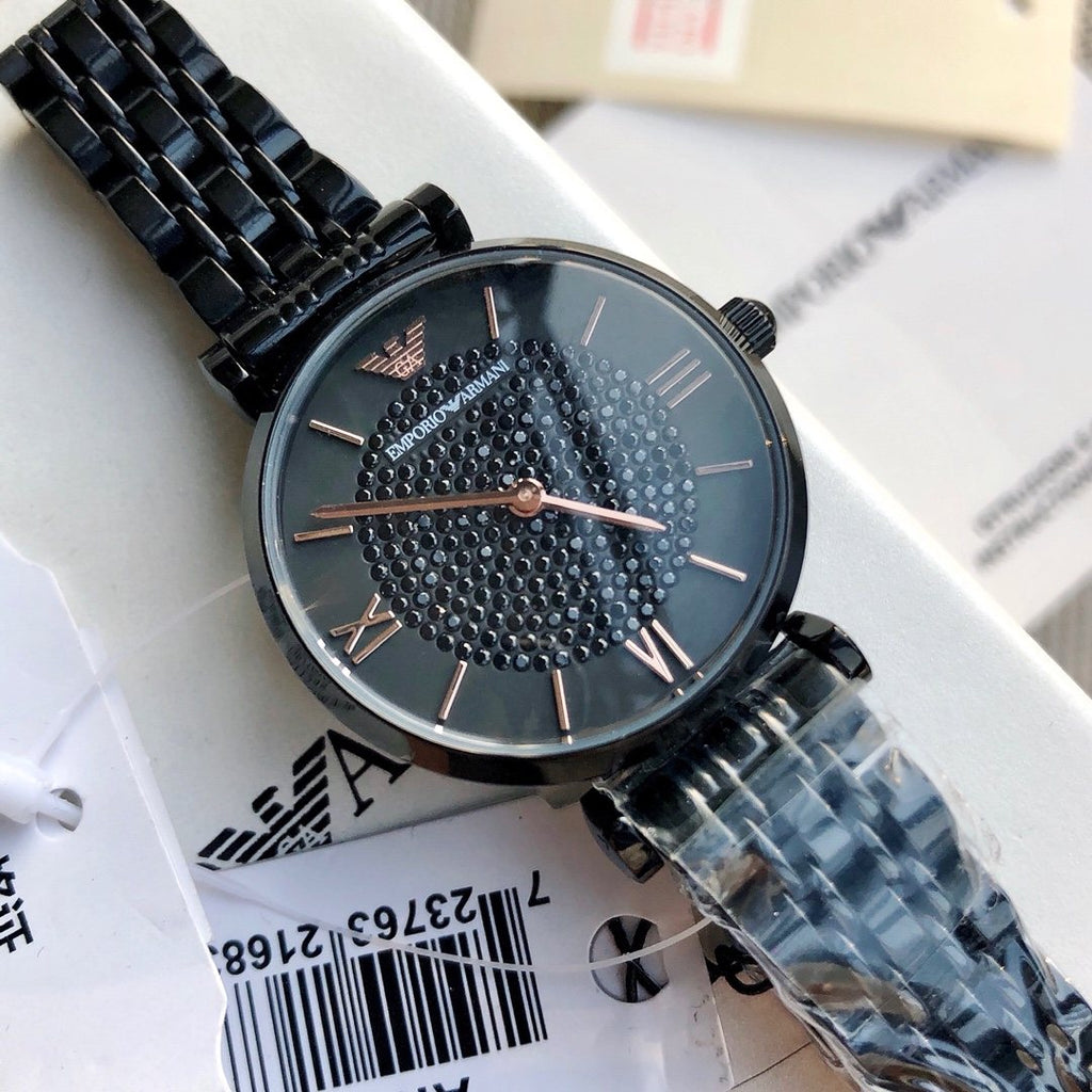 EMPORIO ARMANI Black Metal-Link Watch — hero