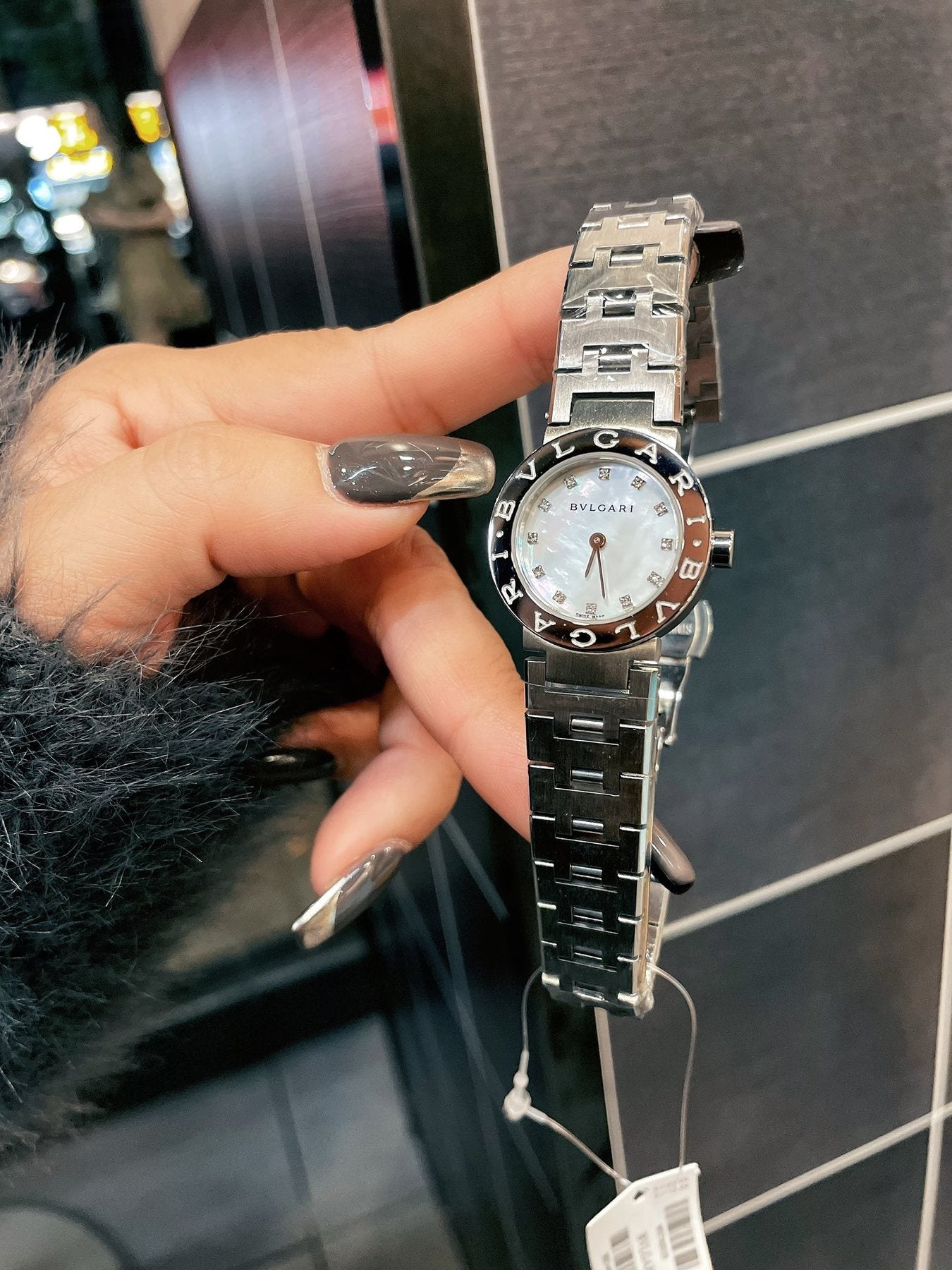 Bulgari White Dial Silver Bracelet Watch — front