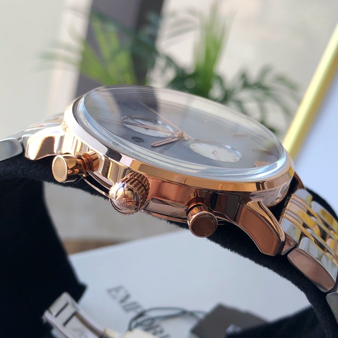 EMPORIO ARMANI Gray Dial Two-Tone Bracelet Watch — side
