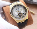 Omega Gold Black Silver Dial Strap Watch — hero
