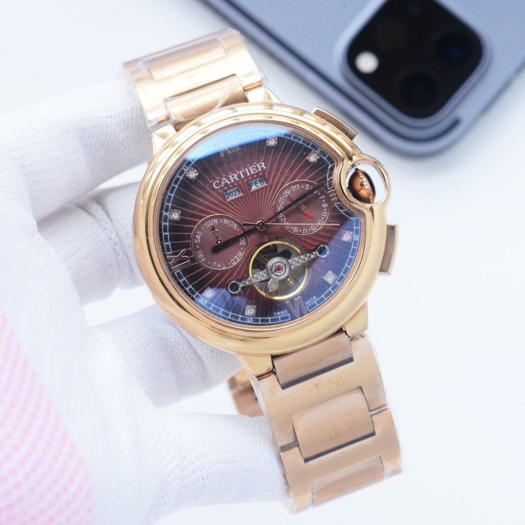 Cartier Gold Brown Dial Bracelet Watch — hero