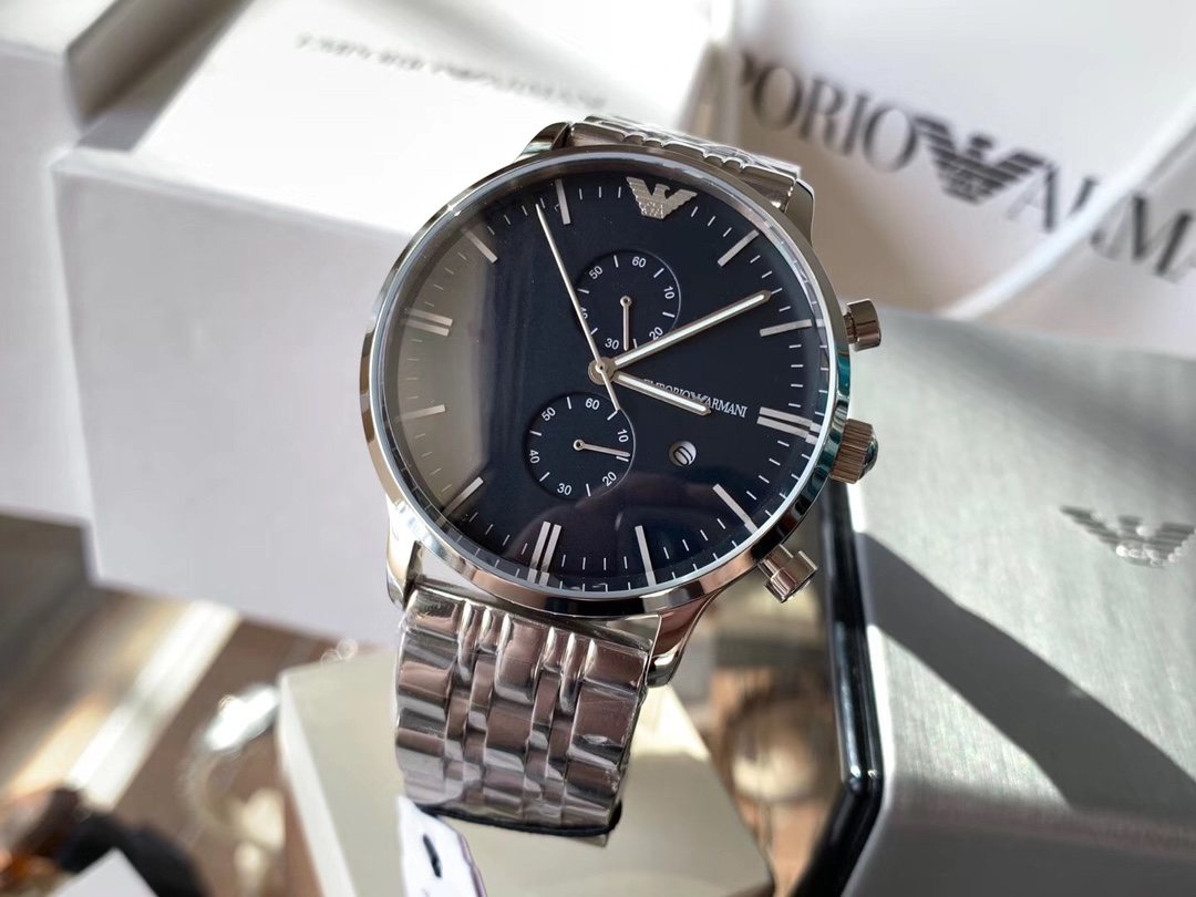 EMPORIO ARMANI Navy Dial Chronograph Watch — hero