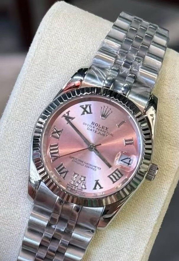 Rolex Pink Dial Bracelet Watch — hero