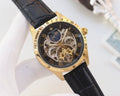 Patek Philippe Gold Black Dial Leather Strap Watch — hero