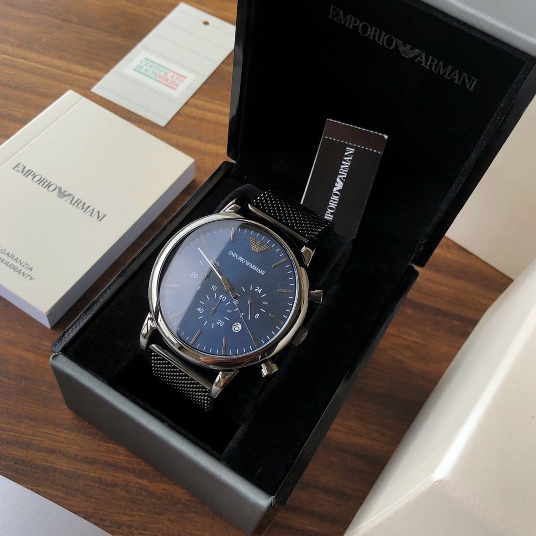 EMPORIO ARMANI Navy Mesh Bracelet Watch — front