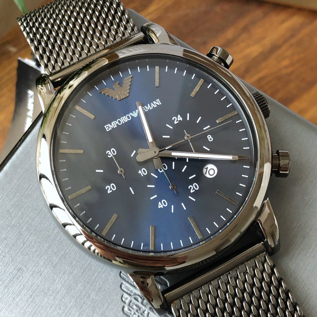 EMPORIO ARMANI Navy Mesh Bracelet Watch — hero