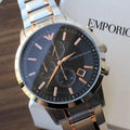 EMPORIO ARMANI Black Dial Two-Tone Watch — hero