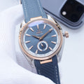 OMEGA Two Tone Silver Blue Dial Strap Watch — hero