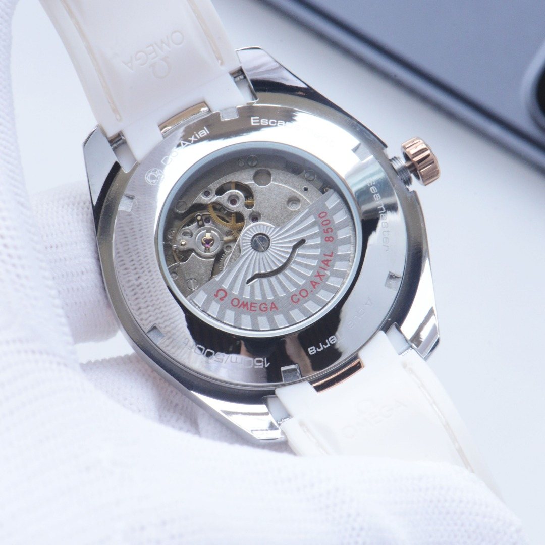 OMEGA Two Tone Silver White Dial Strap Watch — back