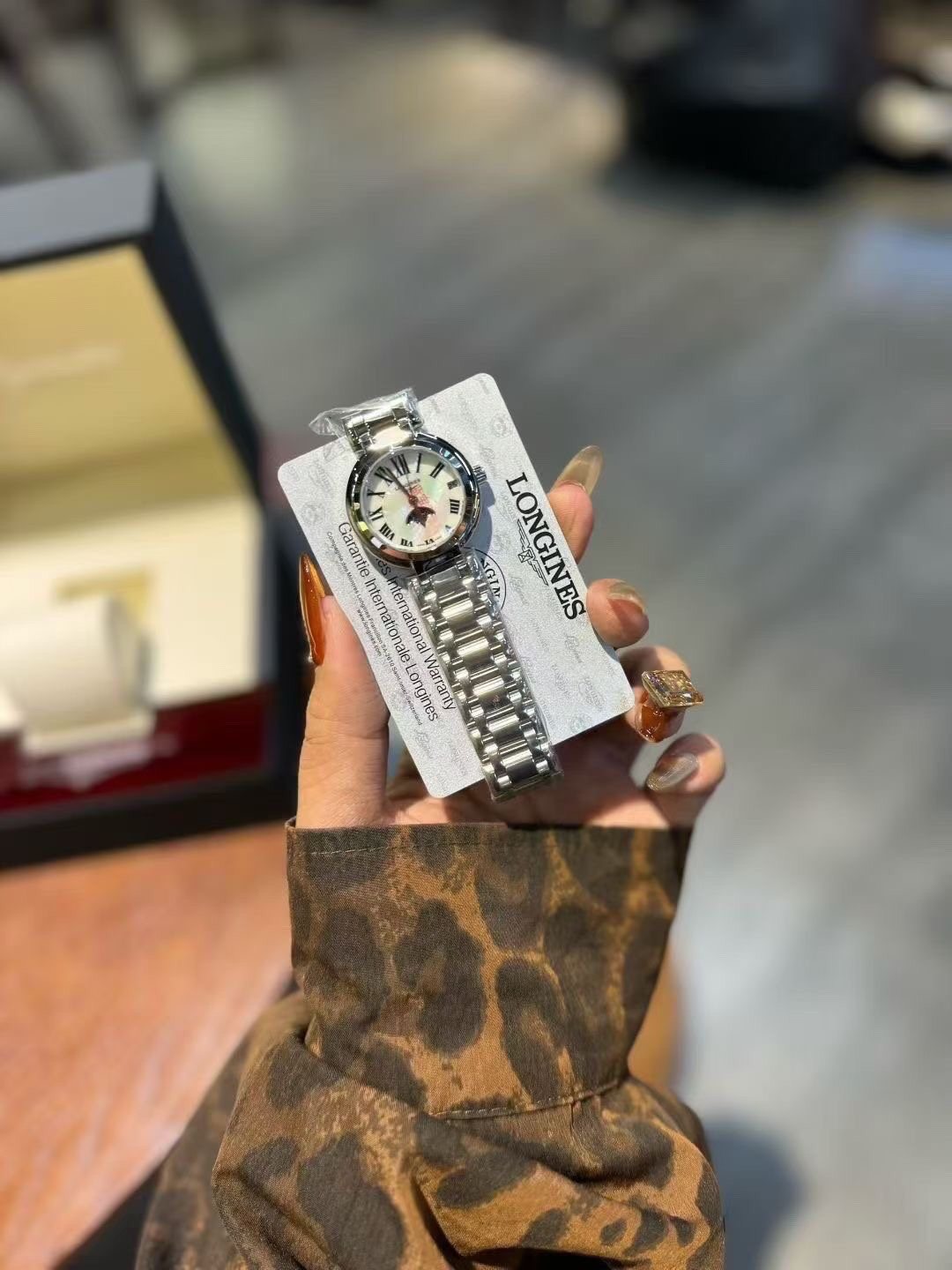 Longines White Dial Moonphase Watch — front