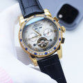 Rolex Gold Black White Dial Strap Watch — hero