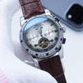 Rolex Silver Brown White Dial Strap Watch — hero