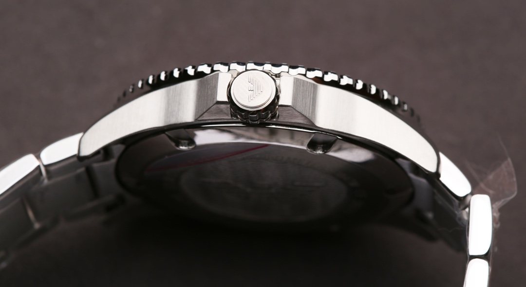 EMPORIO ARMANI Orange Dial Two-Tone Watch — side