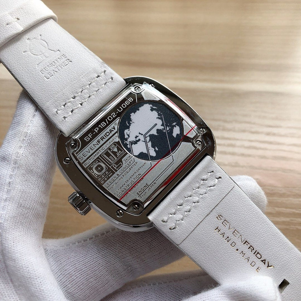 SEVENFRIDAY White Skeleton Dial Watch — back