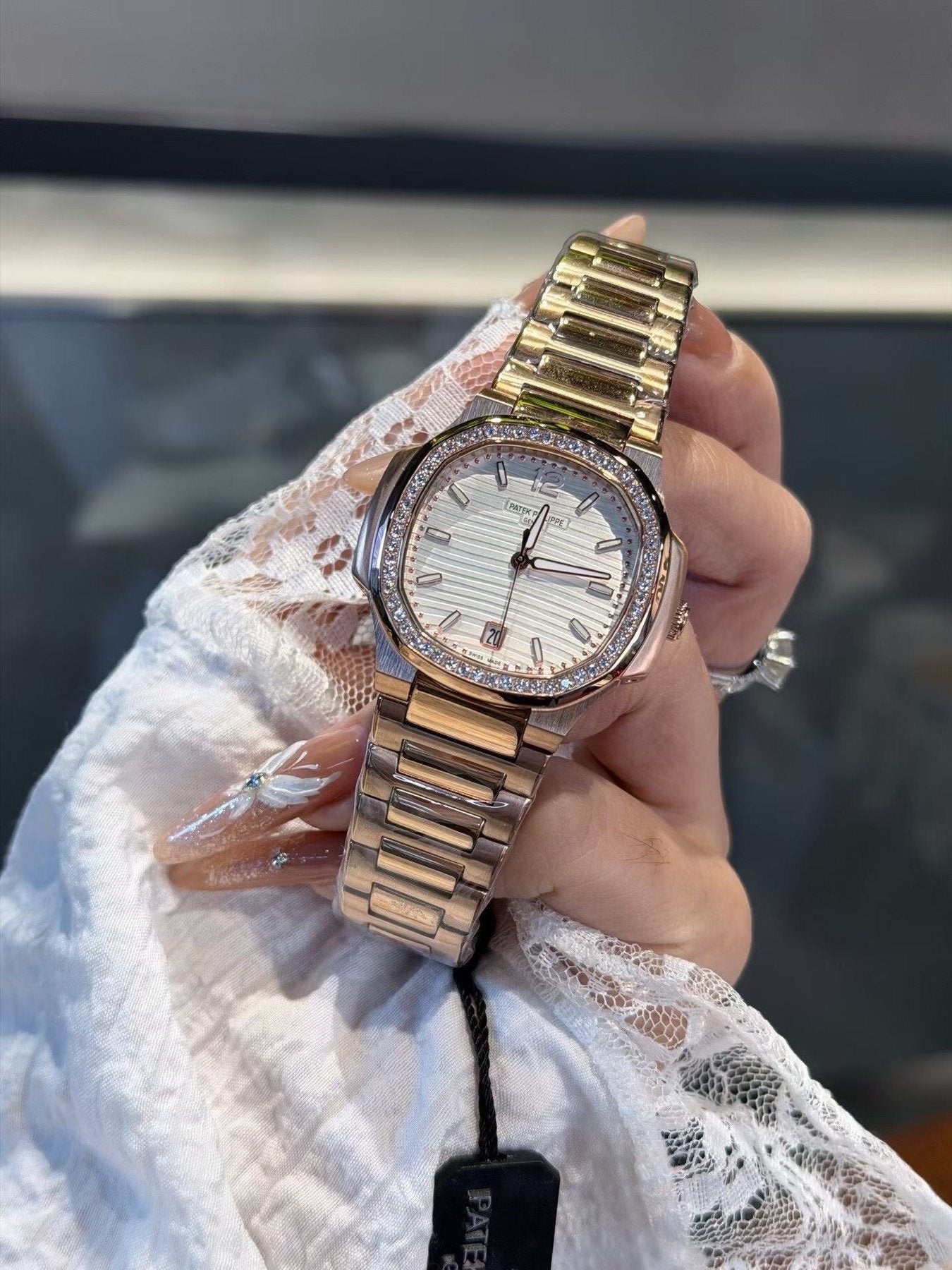 Patek Philippe White Dial Bracelet Watch — front