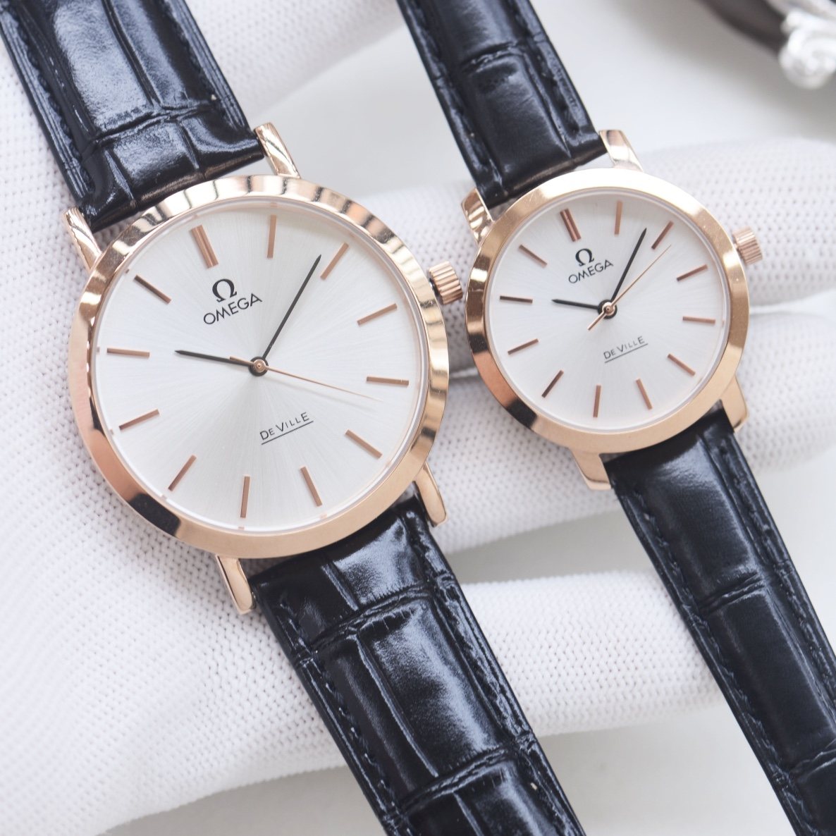 Omega Rose Gold Black Watch — hero