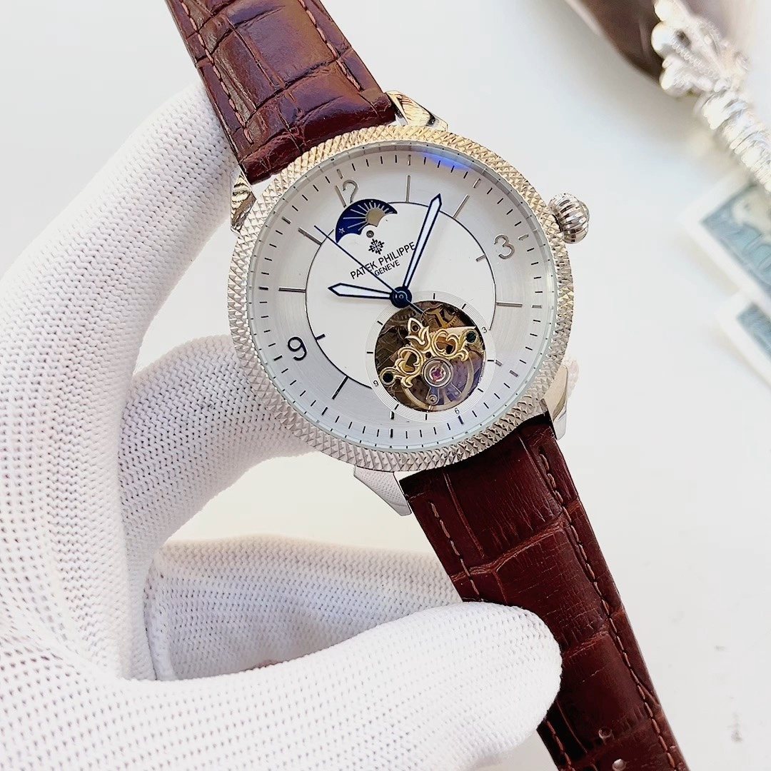 Patek Philippe Open-Heart Brown Strap Watch — hero