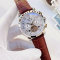 Patek Philippe White Dial Burgundy Strap Watch — hero