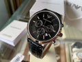 EMPORIO ARMANI Black Dial Leather Strap Watch — hero
