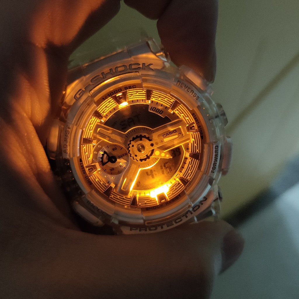 G-SHOCK Clear Pink Rose Gold Watch — detail